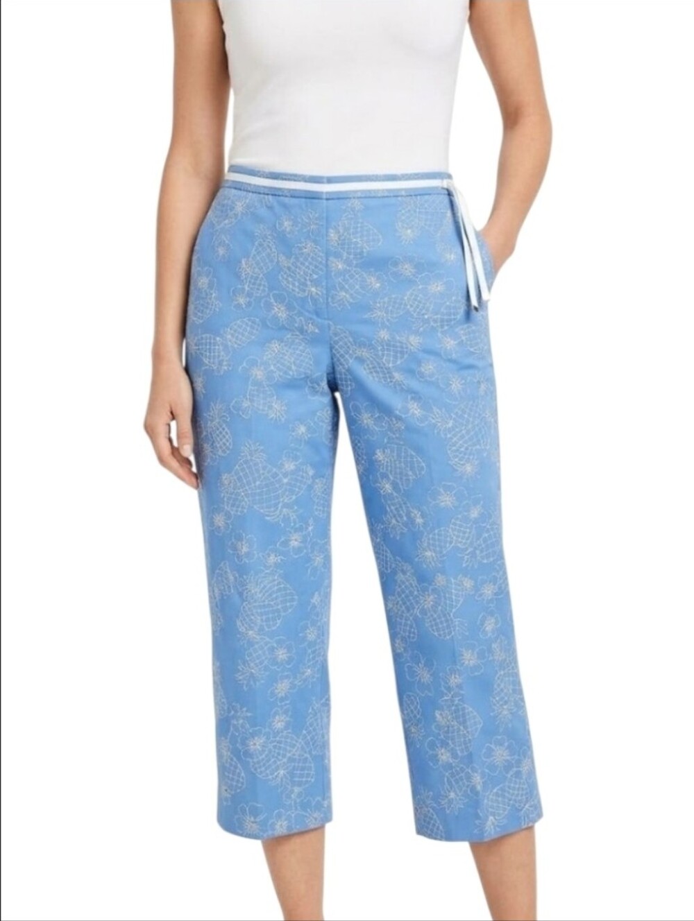 Talbots Pineapple Embroidered Pants